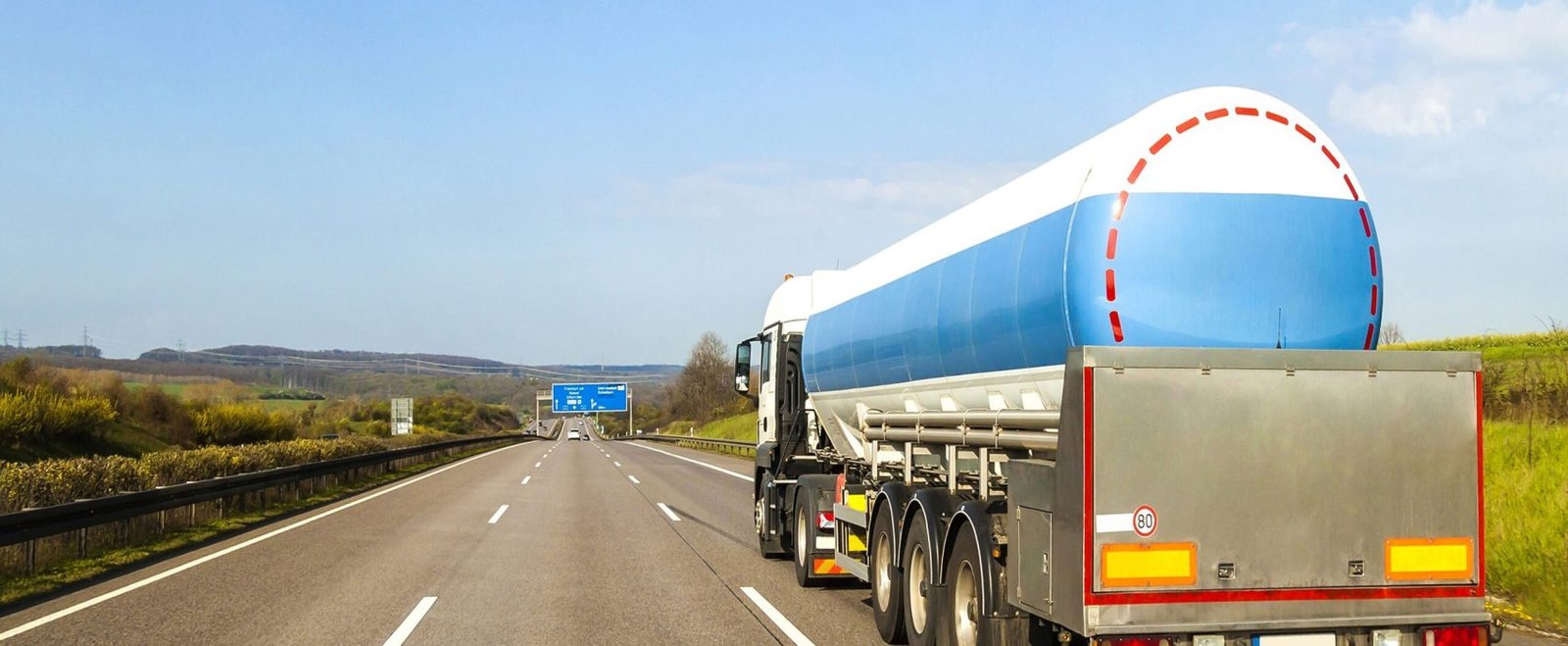 Big fuel gas tankeri truck on highway