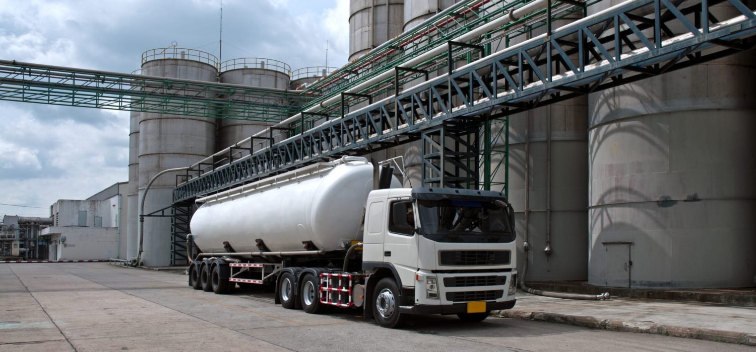 Tanker, Truck Delivery Danger Chemical in Petrochemical Plant in Asia